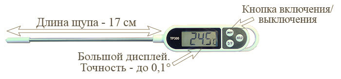 Кухонный электронный термометр с щупом для молока и мяса